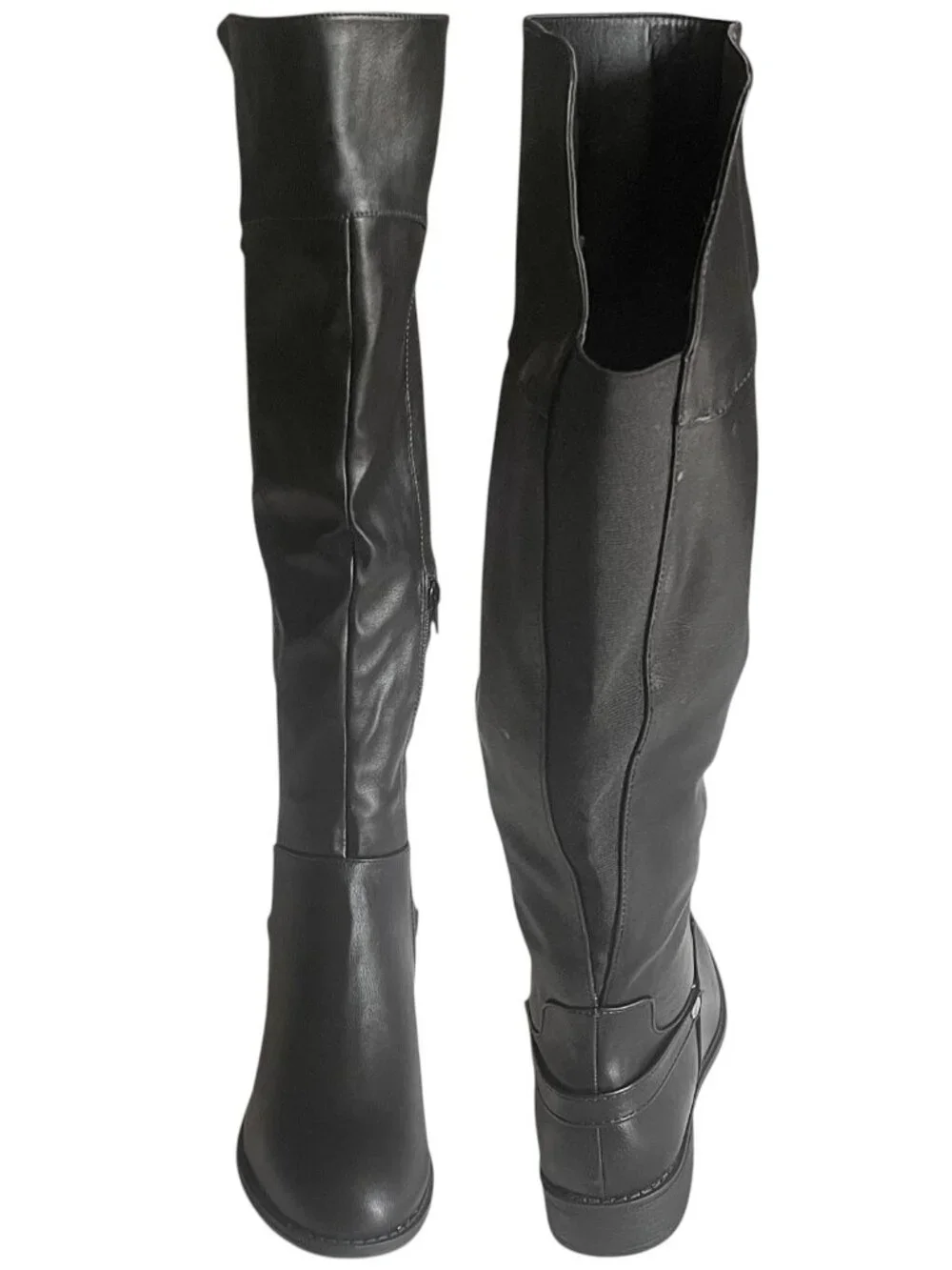 Wild Diva Oksana-85 Convertible Over Knee Back Elastic Panel Black Boots 7.5